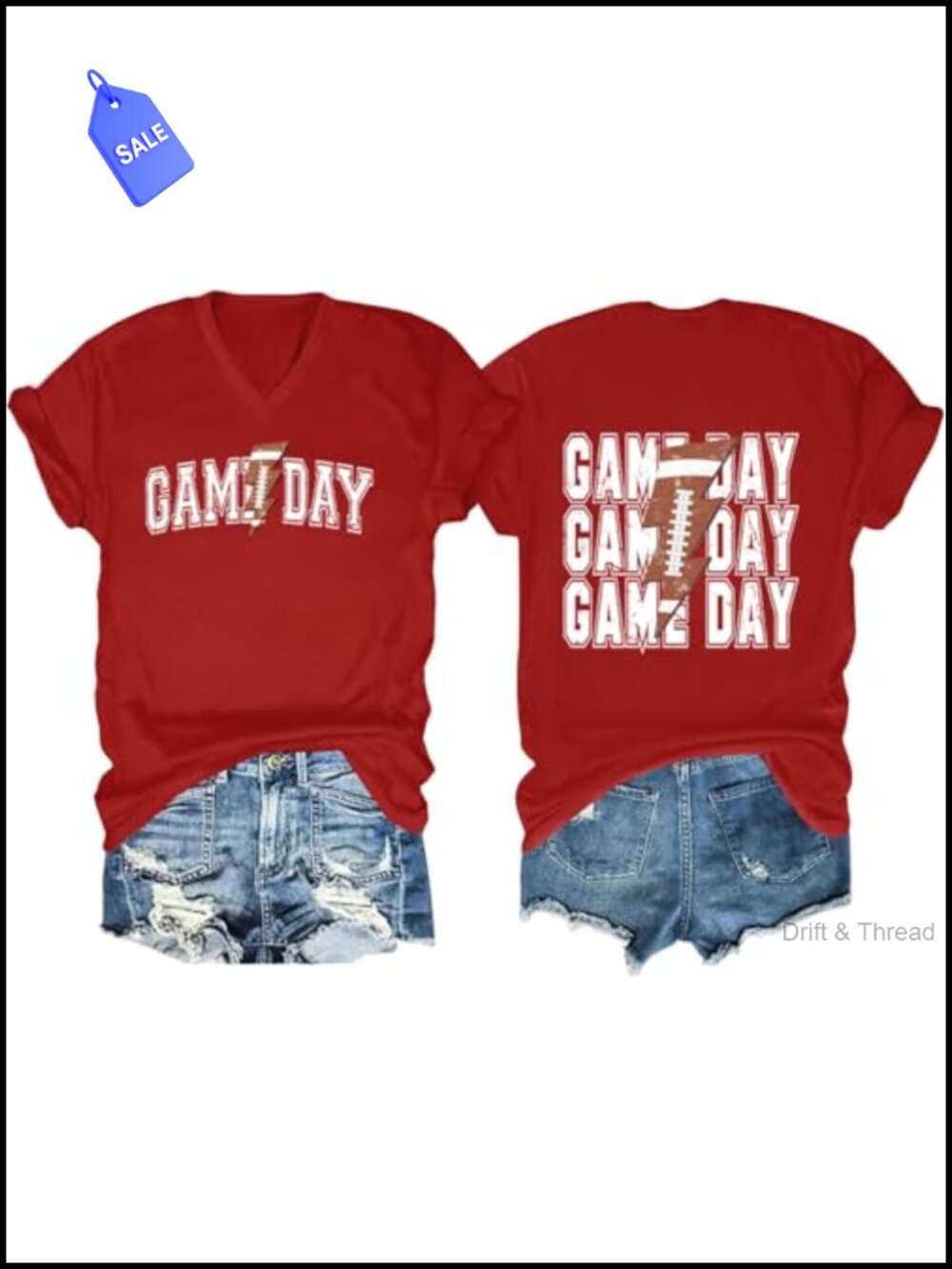 Mom Graphic T-Shirt V-Neck Short Sleeve Relaxed Fit Sports Game Day Tee